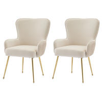 ESSZIMMERSTUHL 2er-Set mit Armlehnen Samt Beige/Gold - Beige, Metall (47.5/83/57cm) - Meubliv