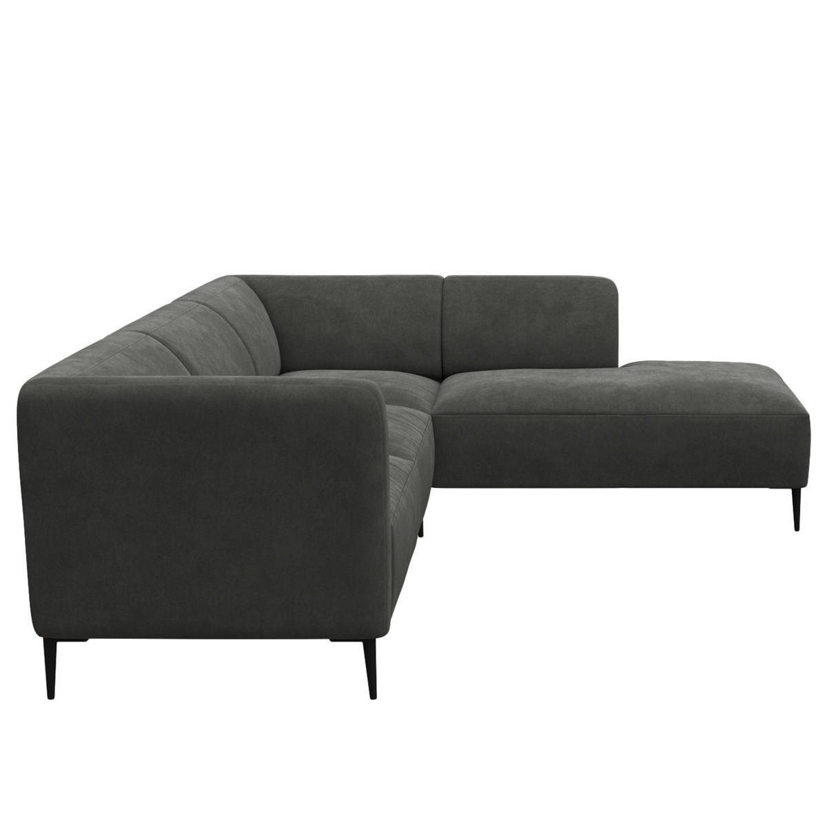 2,5-SITZER ECKSOFA mit Ottomane - Schwarz/Grün, Textil/Metall (252/205cm) - home24