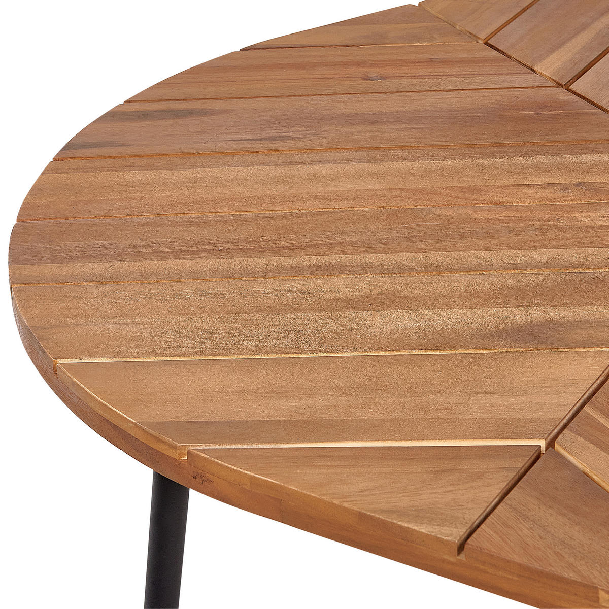 GARTENTISCH Heller Holzfarbton Varenna - Hellbraun/Schwarz, Holz (106/103/74cm) - Beliani