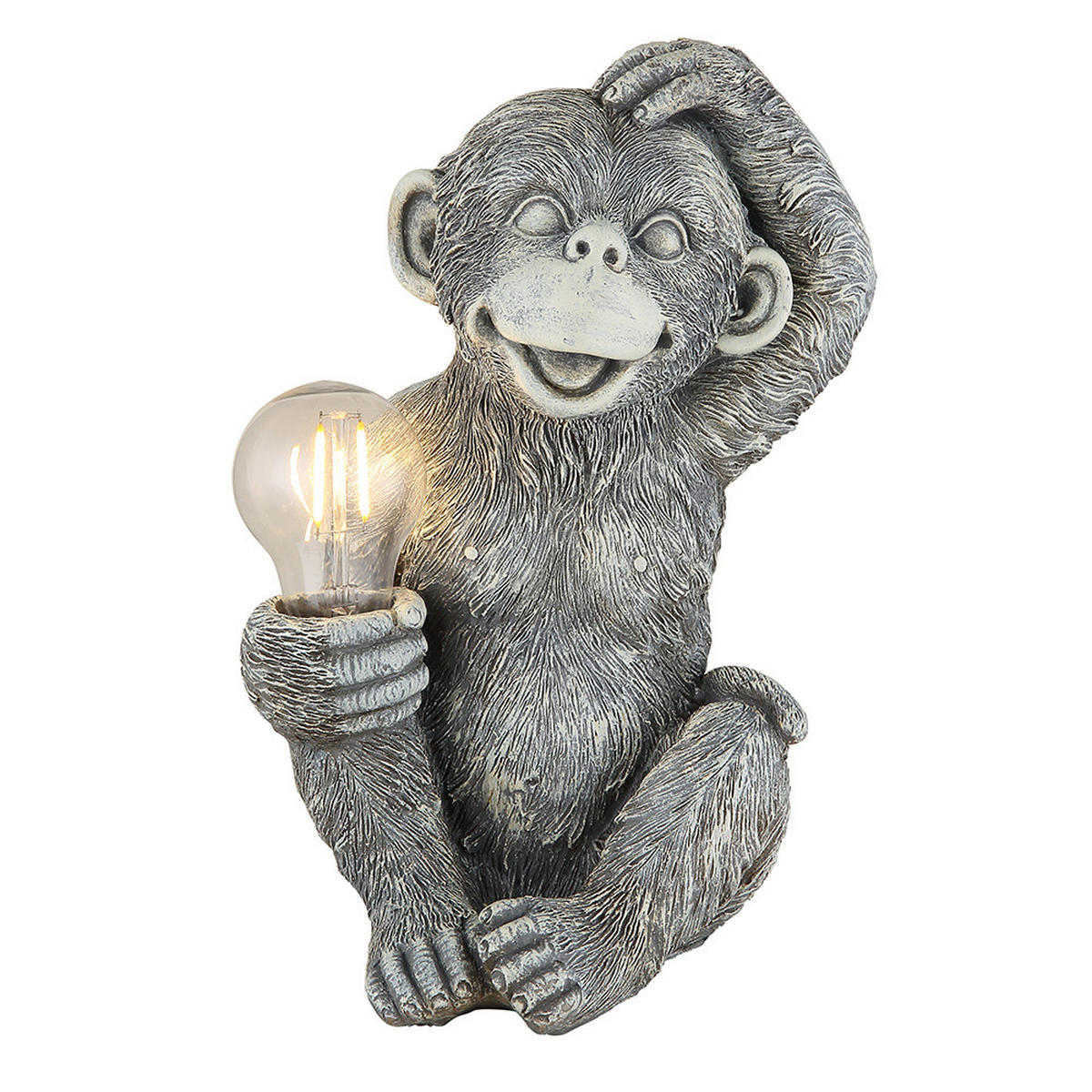 LED AUSSENLEUCHTE Solar Affe Grau - Grau, Kunststoff (20/15.5/27.5cm) - Globo Lighting