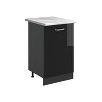 KÜCHENUNTERSCHRANK R-Line, Schwarz Hochglanz/Anthrazit, 50 cm Arbeitsplatte Marmor - Schwarz Hochglanz/Anthrazit, Holzwerkstoff (50/81.6/60cm) - Vicco