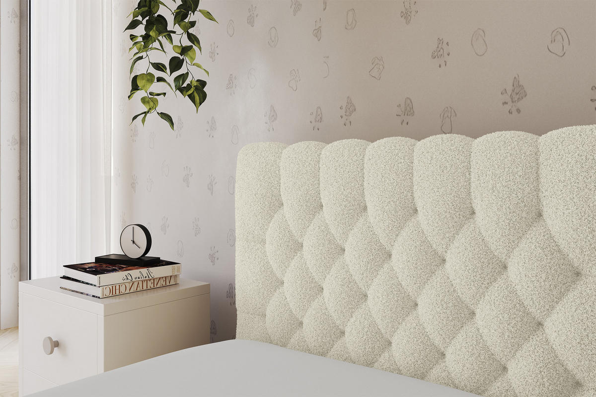 EINZELLBETT Jugendbett mit Bettkasten und Matratze H3/H4, Rechts - MULY 100x200 Beige - Perlmutt, Holzwerkstoff/Textil (100/200cm) - ALTDECOR