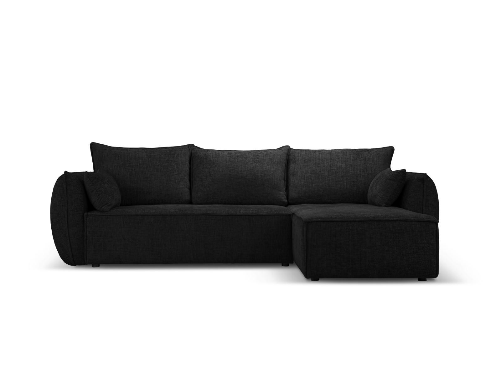 AUSKLAPPBARES-ECKSOFA rechts mit Container Kaelle aus Chenille-Stoff schwarz 4 Sitzplätze - Schwarz, Textil (165/252cm) - Micadoni