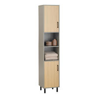 HOCHSCHRANK Grau - Naturfarben/Grau, Holzwerkstoff/Metall (32/163/32cm) - SoBuy