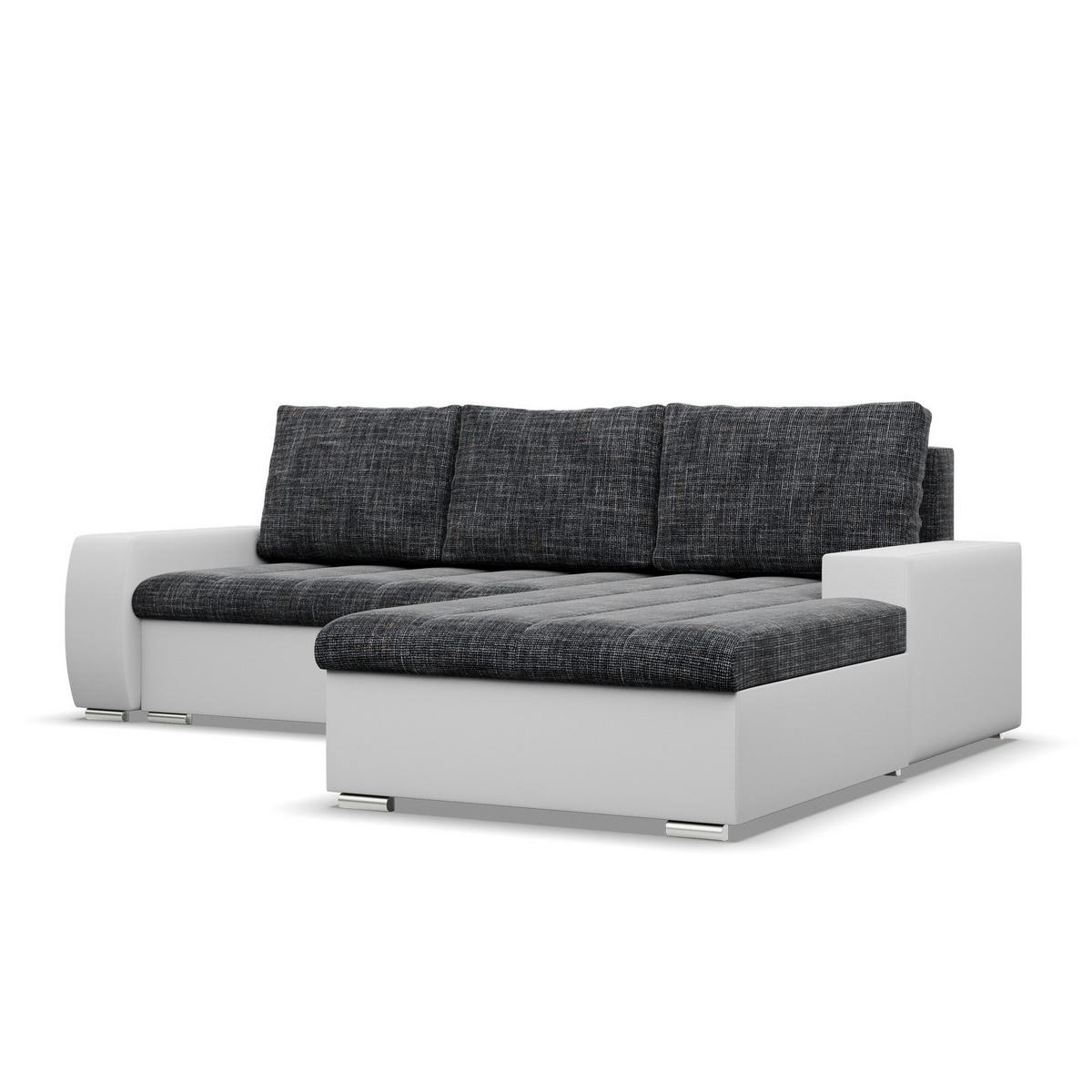 ECKSOFA MIT SCHLAFFUNKTION AURORA RECHTS, Schwarz + Grau - Schwarz/Grau, Textil (243/200cm)