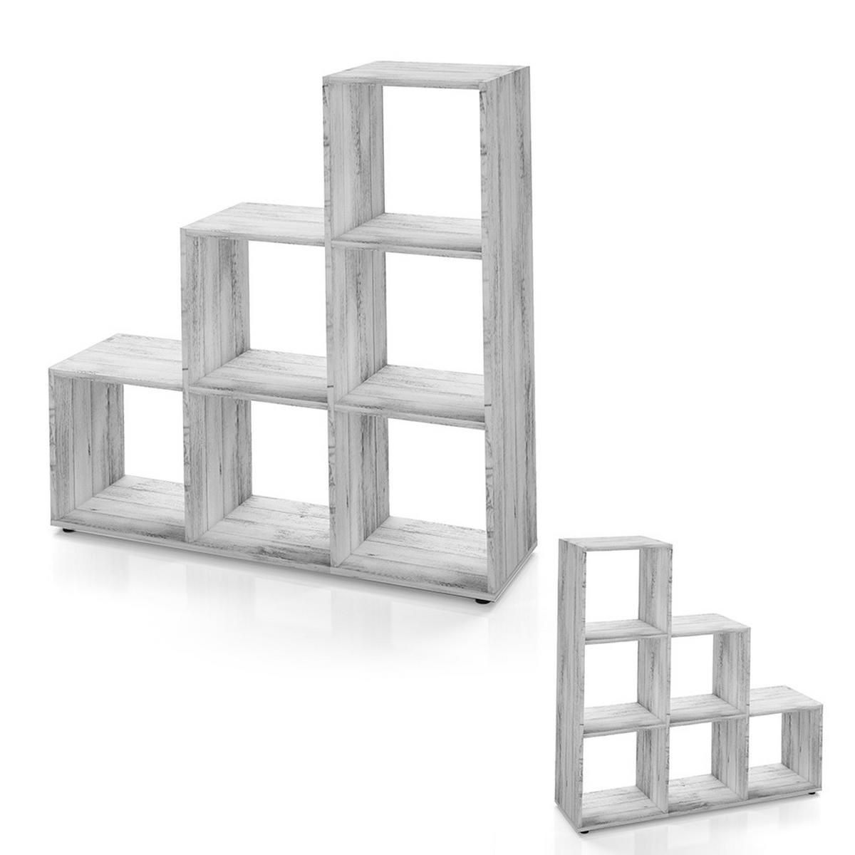 TREPPENREGAL Beton 105 x 107.5 cm - Schieferfarben, Holzwerkstoff (105/107.5/29cm) - Vicco