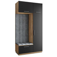 GARDEROBENSCHRANK REMA 120/240/60 cm Modern Garderobe-Set Eiche Wotan - Eiche Wotan/Schwarz, Holzwerkstoff (120/240/60cm) - MASSENO