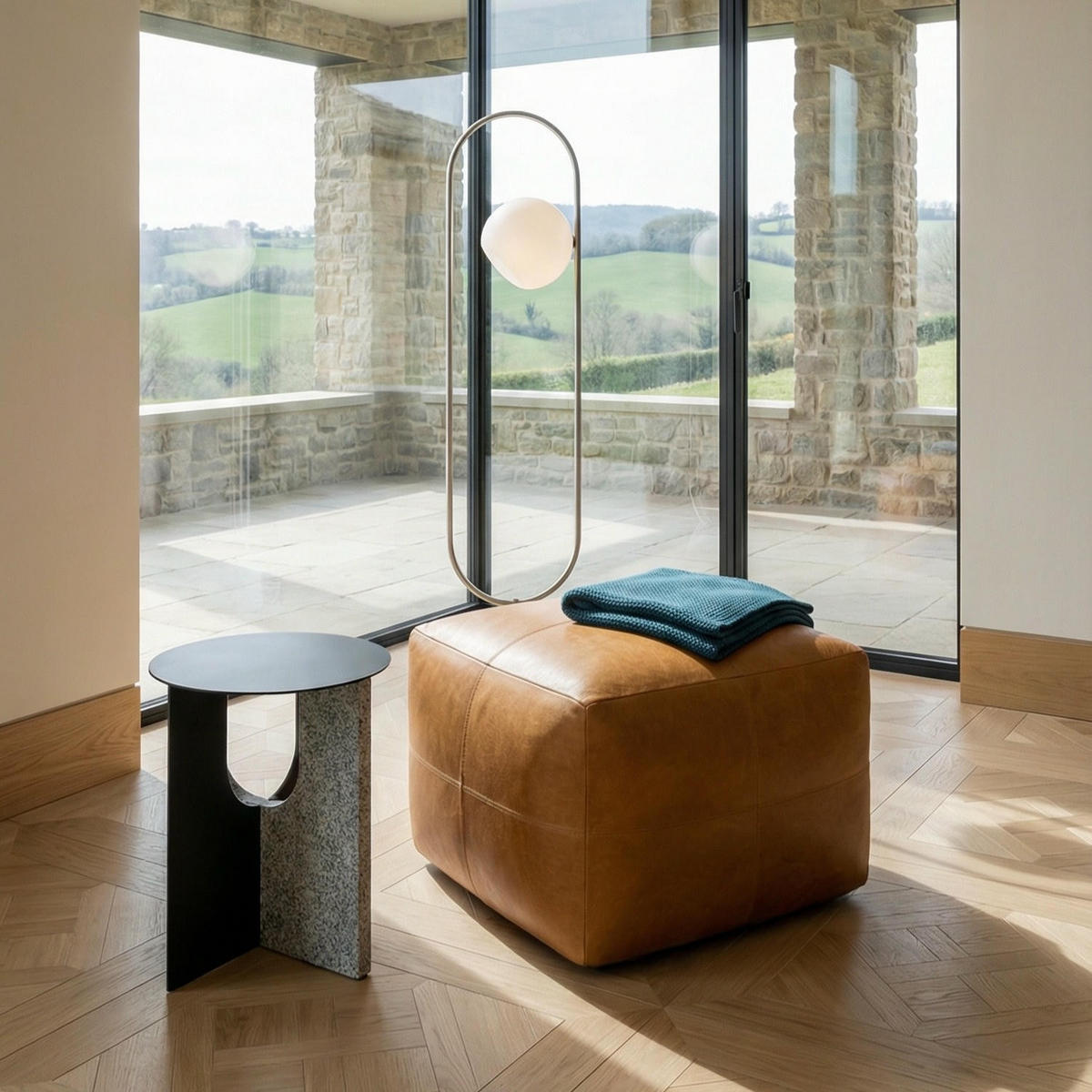 POUF 50/50/45 cm Echtleder Cognacbraun - Braun, Leder (50/45/50cm) - Furnhouse