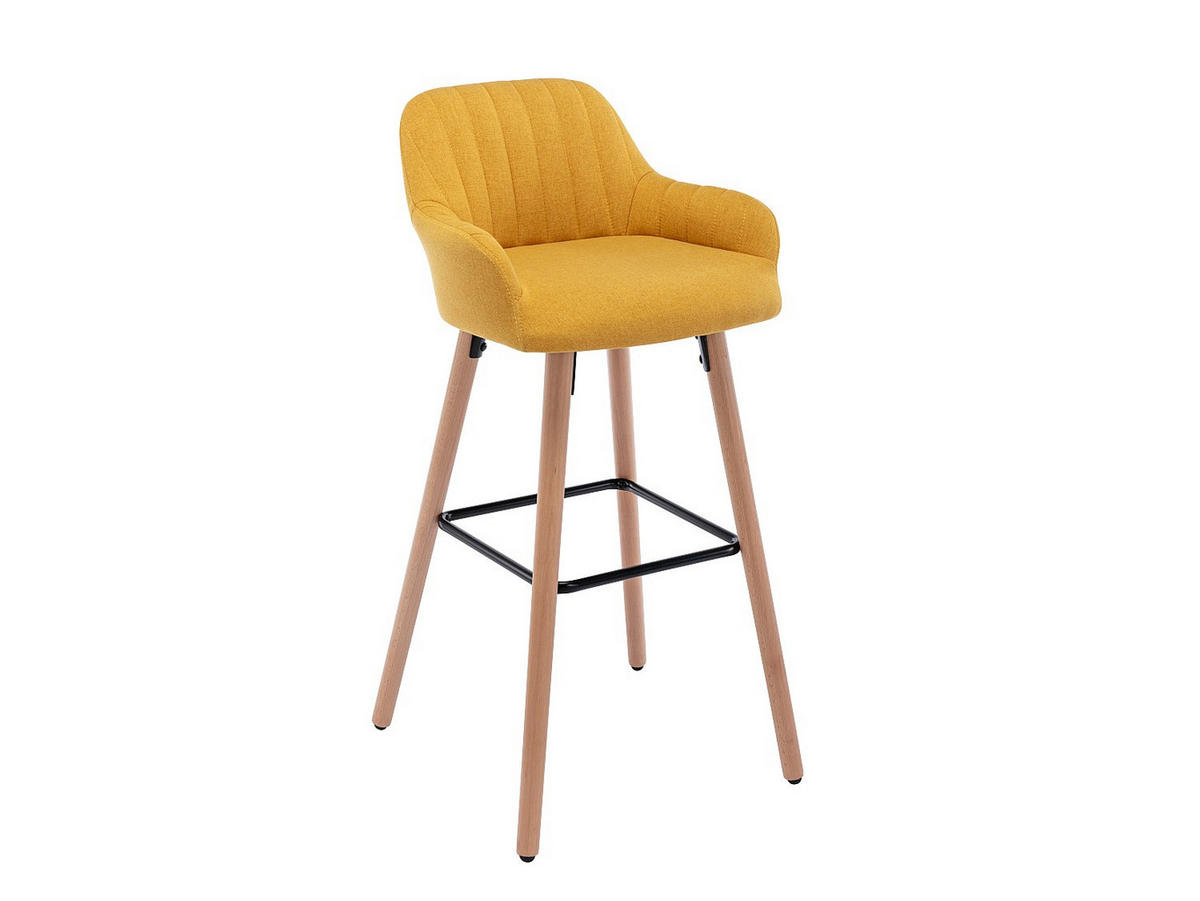 BARHOCKER - 47 cmcm x 52 cmcm - Stoff - Senffarben - ELEANA - Dunkelgelb, Textil (47/98/52cm) - Vente-Unique