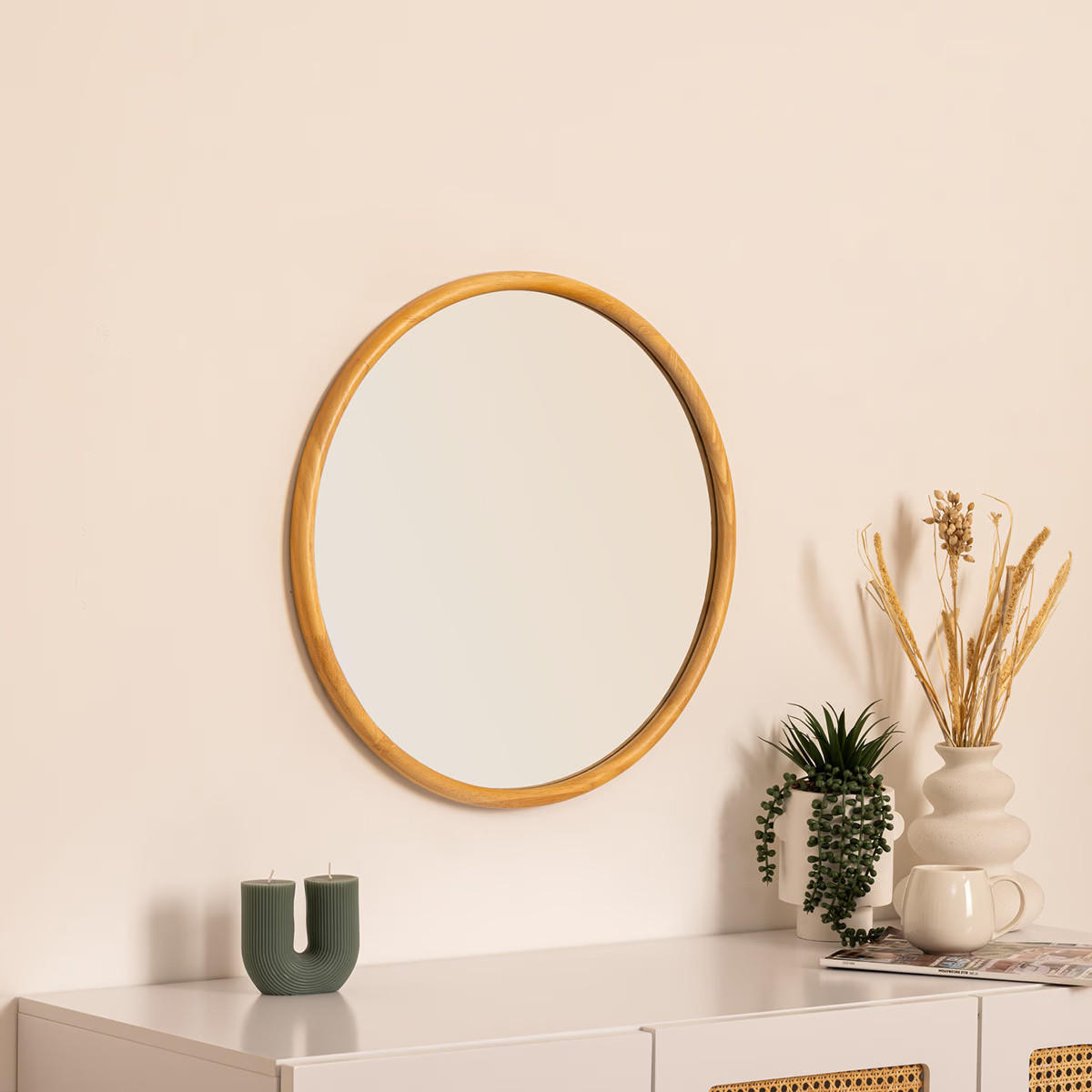 SPIEGEL Holzrahmen Kim Ø 55 cm - Braun, Holz (55/55/2cm) - Atmosphera Createur d´interieur