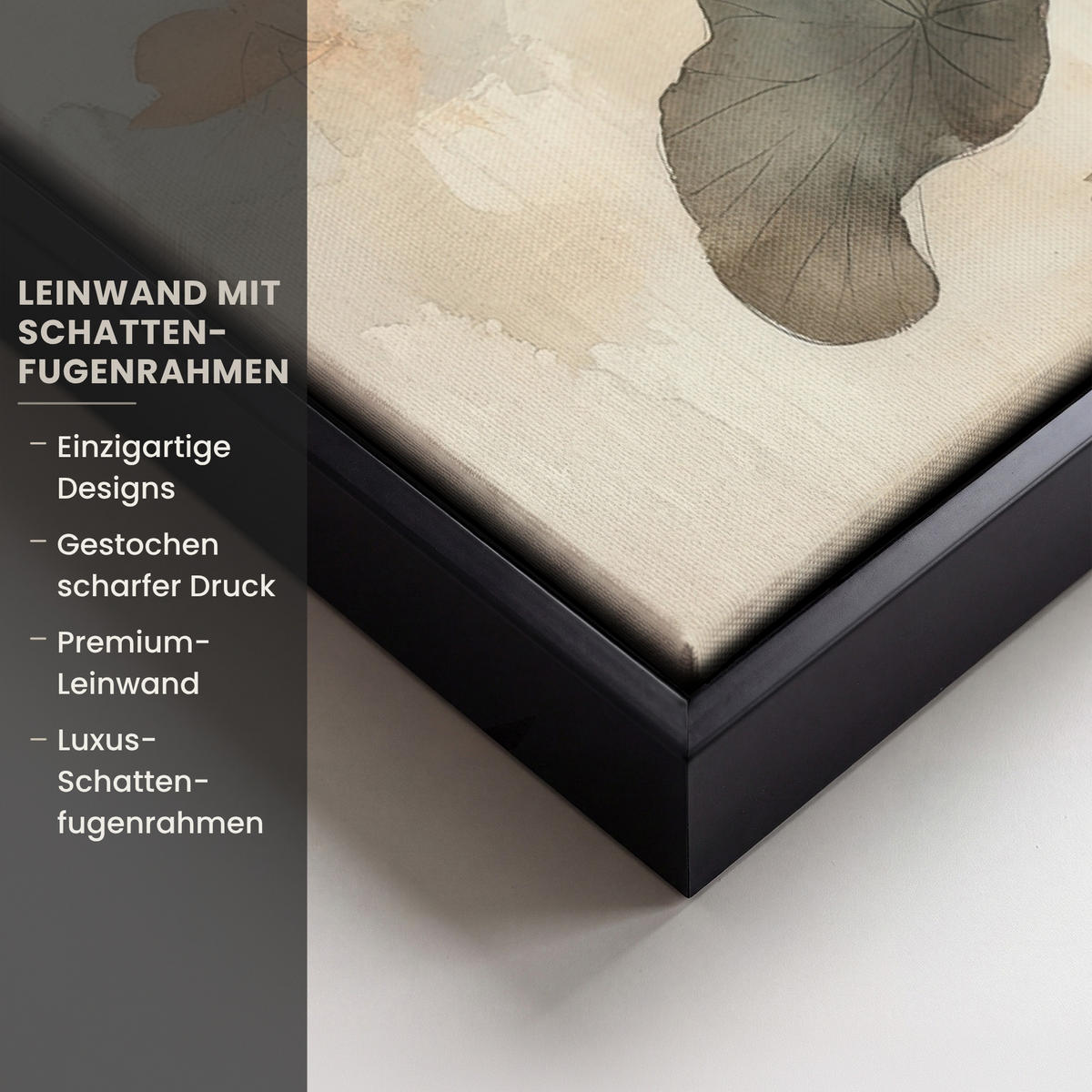 LEINWAND Bilder mit Rahmen - Blumen - Japandi - Wabi sabi - 70x100 - Sandfarben, Textil (70/100cm) - MuchoWow