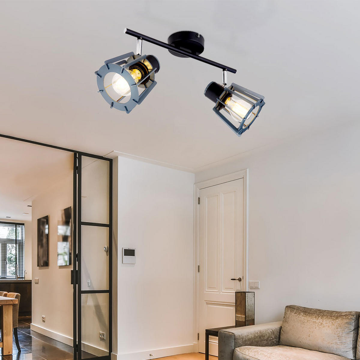 DECKENLEUCHTE Metall Holz Schwarz - Schwarz, Holz (36/17/18cm) - Globo Lighting