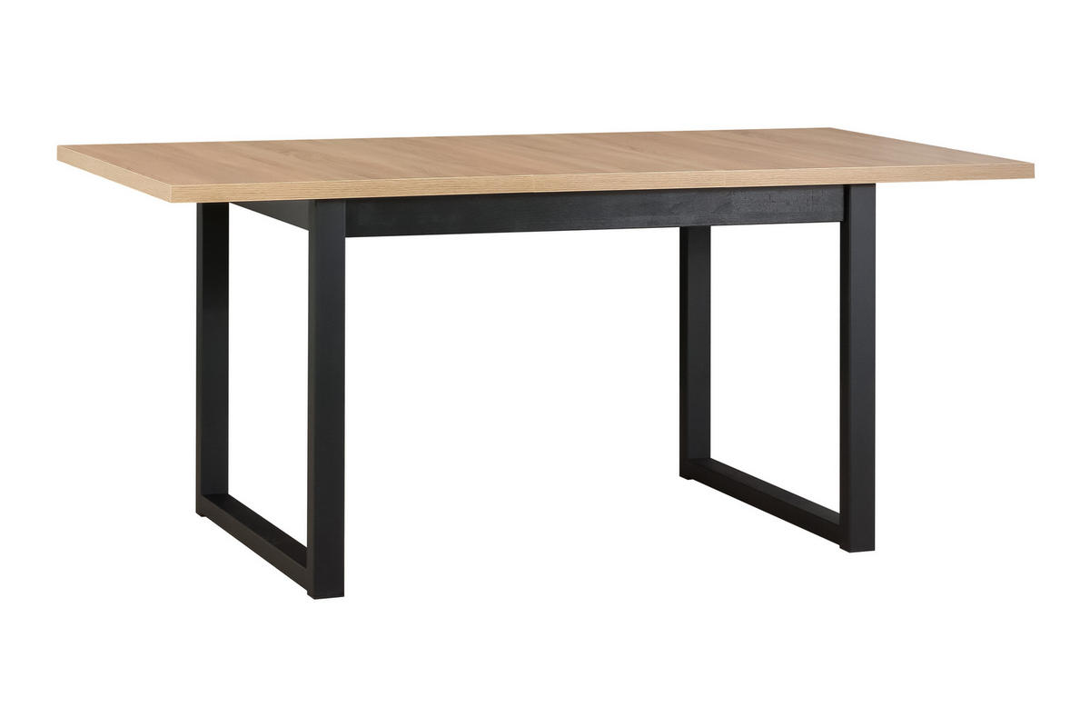 ESSTISCH Ikon 3 - Schwarz/Sonoma Eiche, Holz/Metall (80/140/78cm) - Leaf Design