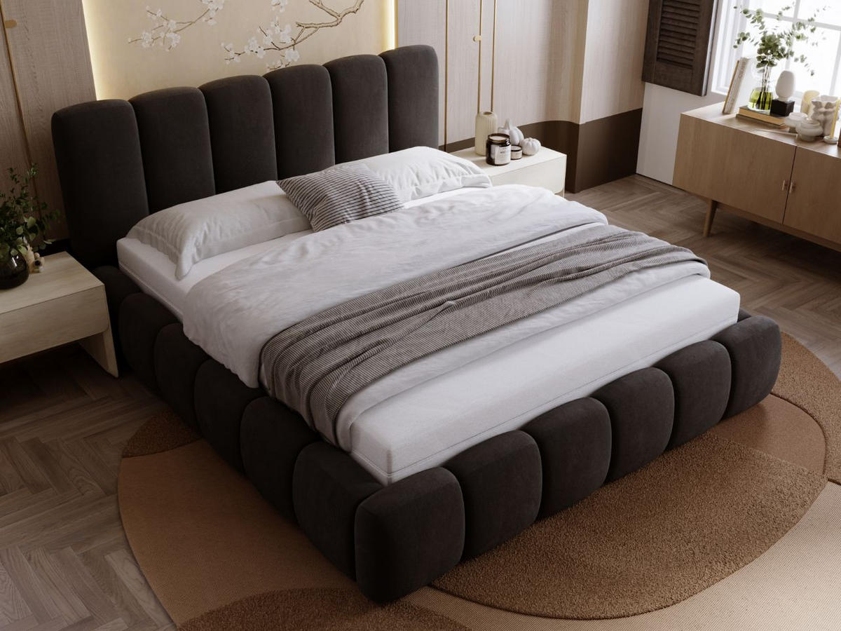 POLSTERBETT Royal 120x200 Schwarz - Schwarz, Textil (120/200cm) - Graingold