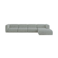 ECKSOFA Ottomane Rechts MIRA-L3 409x179x70 Grün Velours - Schwarz/Hellgrün, Holzwerkstoff/Kunststoff (409/179cm) - ALTDECOR