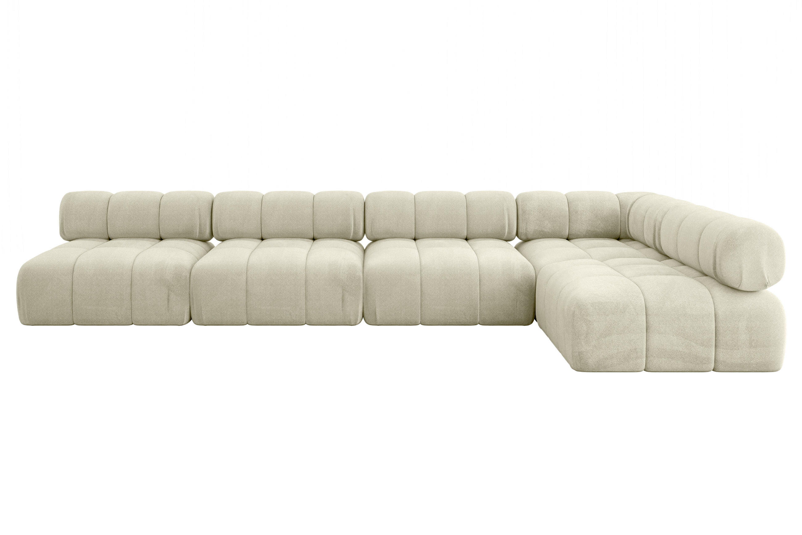 ECKSOFA modulares Sofa Samaro-L3 - 380x190x70 cm Beige Velours - Beige, Holzwerkstoff/Textil (380/190cm) - ALTDECOR