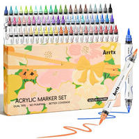 ACRYLSTIFTE Set 66 Farben Doppelspitze Wasserfest - Multicolor, Kunststoff (1/1/15cm)