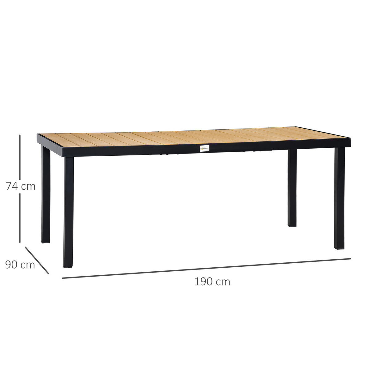 GARTENTISCH aus Aluminium 190x90x74 cm Naturholzoptik mit verstellbaren Fußpolstern - Naturfarben, Metall (190/90/74cm) - Modfu
