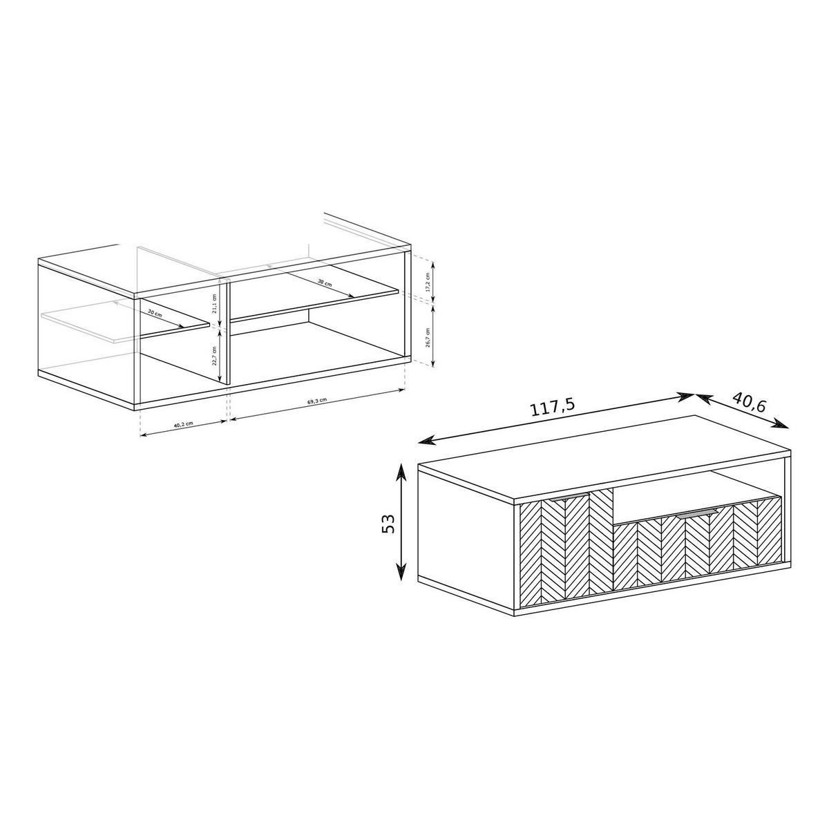TV-LOWBOARD Fonti F-7 117,5 x 53 x 40,6 cm Karamell-Eiche - Eichefarben, Holzwerkstoff (117.5/53/40.6cm) - Koseto