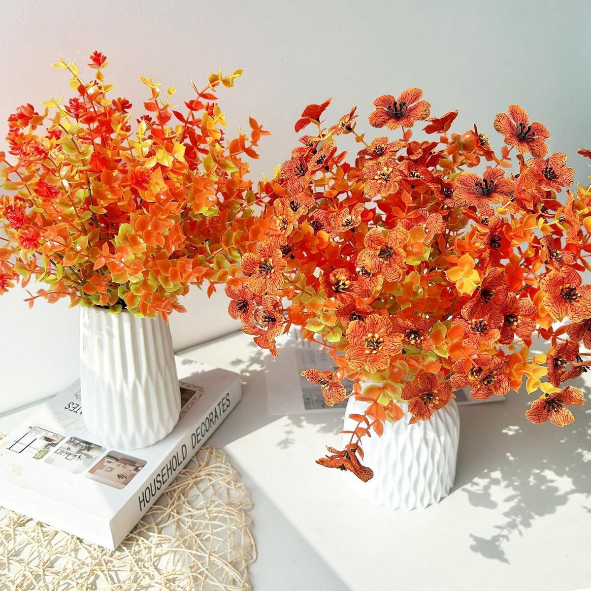 KÜNSTLICHE Blumen 8-teiliges Set Herbstdeko Orange - Orange, Kunststoff (36cm)
