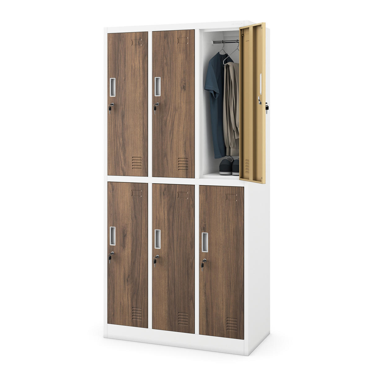 ARBEITSSCHUTZ-KLEIDERSCHRANK 6 Türen IGOR 185x90x45 cm - Nussbaumfarben/Weiß, Metall (90/185/45cm) - Jan Nowak