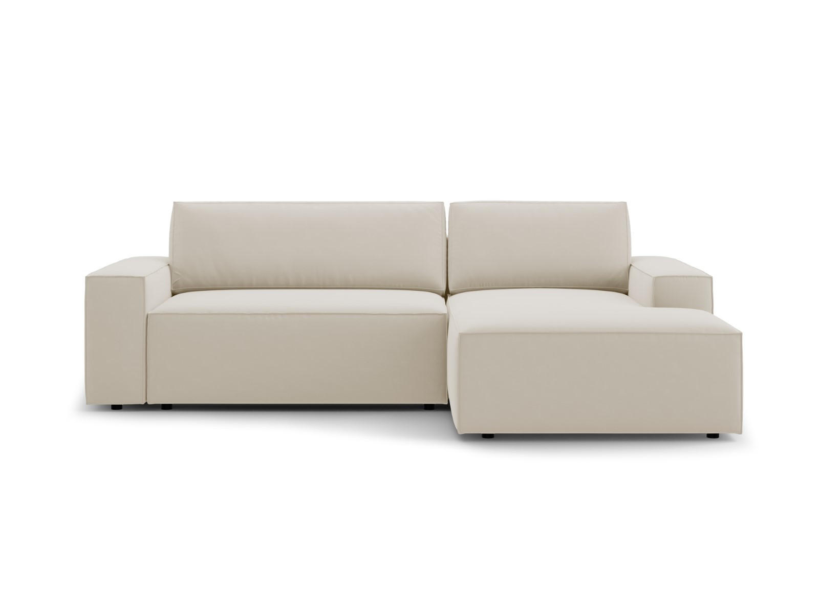 ECKSOFA ausklappbar rechts mit Container Jodie aus Samt dunkelbeige 3 Sitzplätze - Mokka, Textil (151/246cm) - Micadoni
