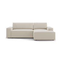ECKSOFA ausklappbar rechts mit Container Jodie aus Samt dunkelbeige 3 Sitzplätze - Mokka, Textil (151/246cm) - Micadoni
