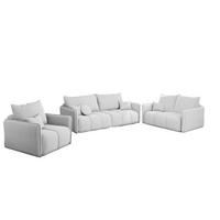 SOFASET Morgano 3-2-1 - Hellgrau, Holzwerkstoff/Textil (216/86/102cm) - Fun Möbel