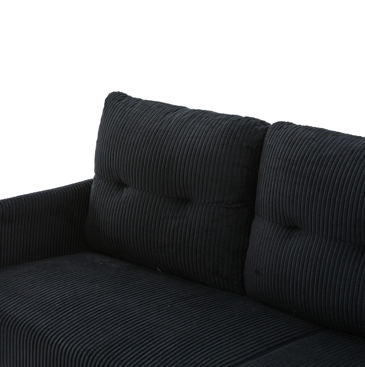 SOFA 3-Sitzer mit Seitentasche Cord Schwarz - Schwarz, Kunststoff (171/80/72cm) - Meubliv