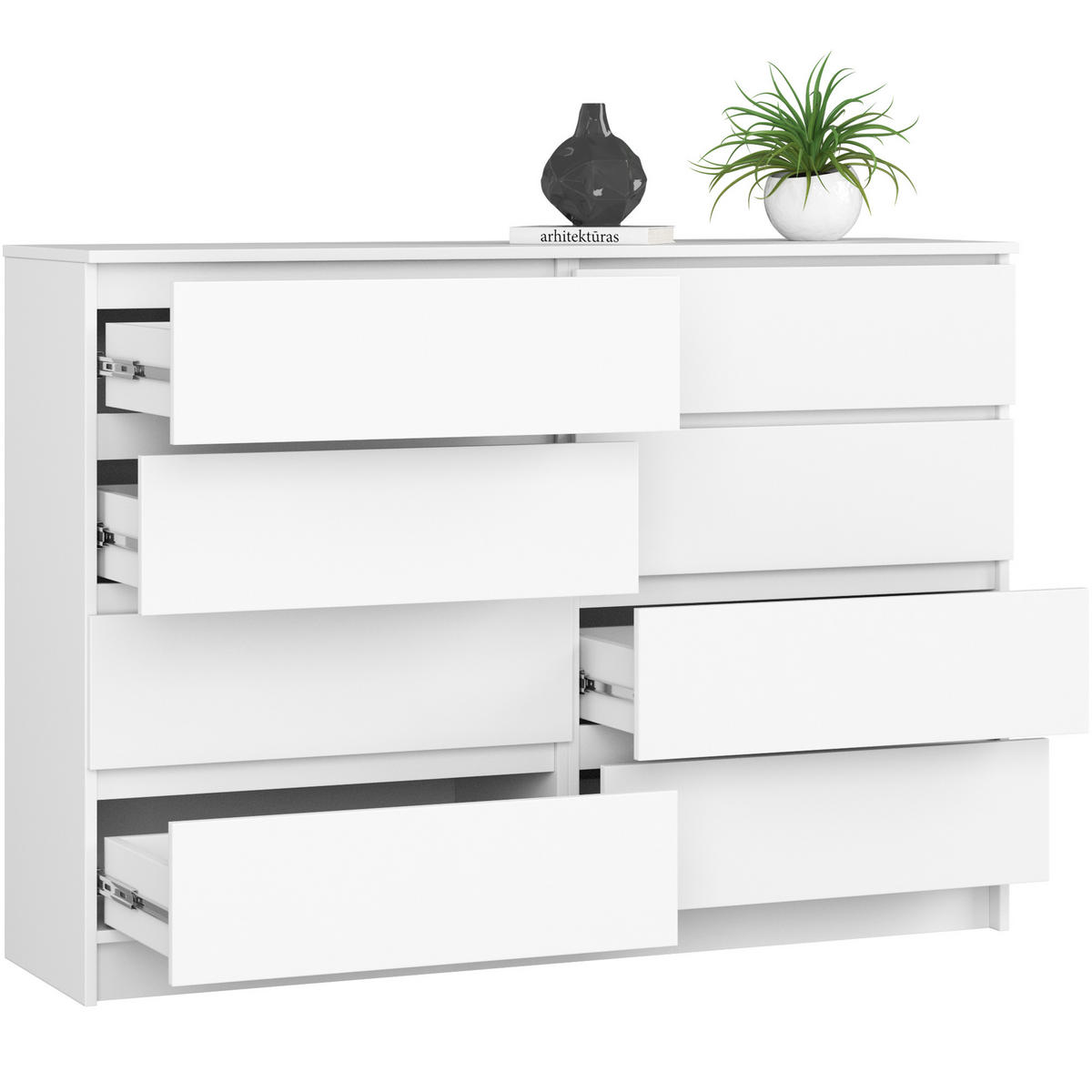 KOMMODE Weiß 138x40x99 cm - Weiß, Holzwerkstoff (138/99/40cm) - Akord