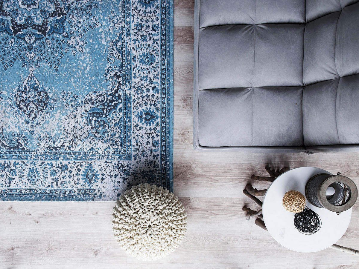 KURZFLOR-TEPPICH Almus 200/140 cm - Blau, Textil (140/200cm) - Beliani