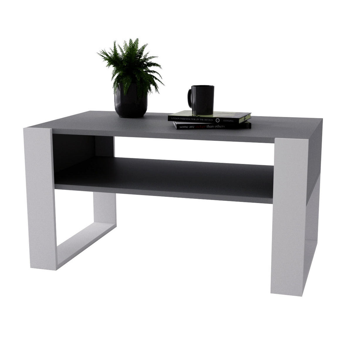 COUCHTISCH KARO 92 - Weiß/Grau, Holz (53.6/92/45cm) - Mat-Haus