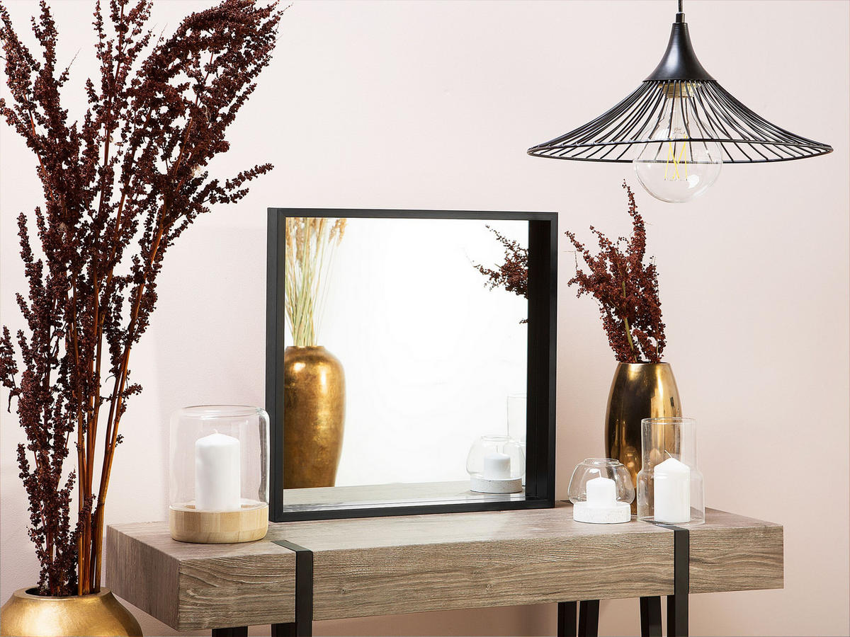 WANDSPIEGEL schwarz quadratisch 50/50 cm Brignoles - Schwarz, Kunststoff (50/50/4cm) - Beliani
