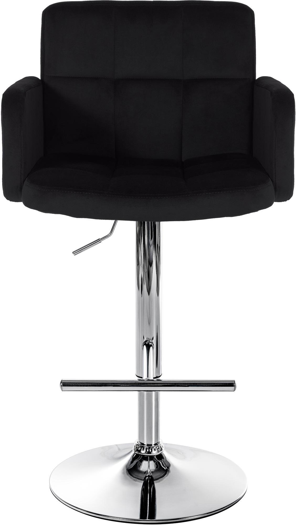 BARHOCKER 2er Set Sutun Samt Schwarz Silber - Schwarz, Textil/Metall (60/93/56cm) - DELUKE