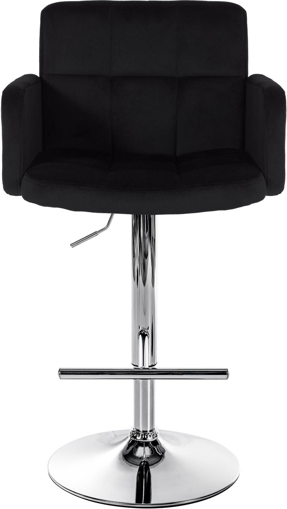 BARHOCKER 2er Set Sutun Samt Schwarz Silber - Schwarz, Textil/Metall (60/93/56cm) - DELUKE