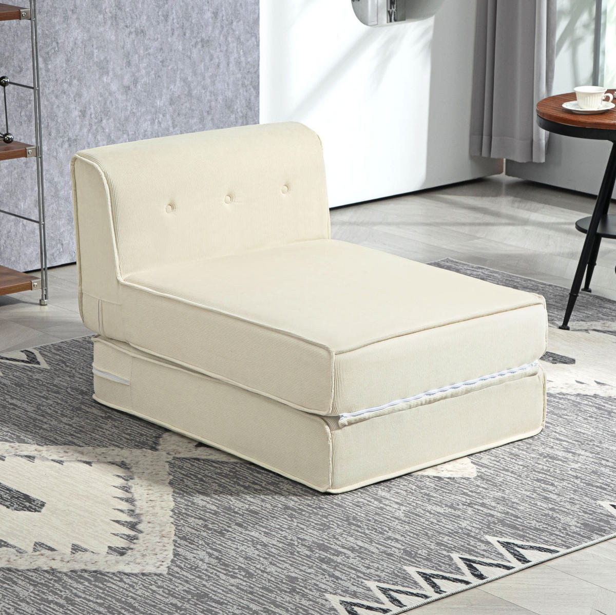 SCHLAFSESSEL 73/100/60 cm mit Liegefläche 73/195 cm – klappbar und platzsparend - Creme, Textil (73/60/100cm) - BEAOK
