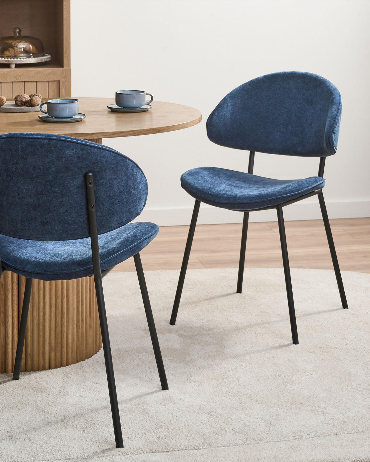 ESSZIMMERSTUHL 2er-Set Stoff Dunkelblau Kiana - Dunkelblau, Textil (50/81/59cm) - Beliani