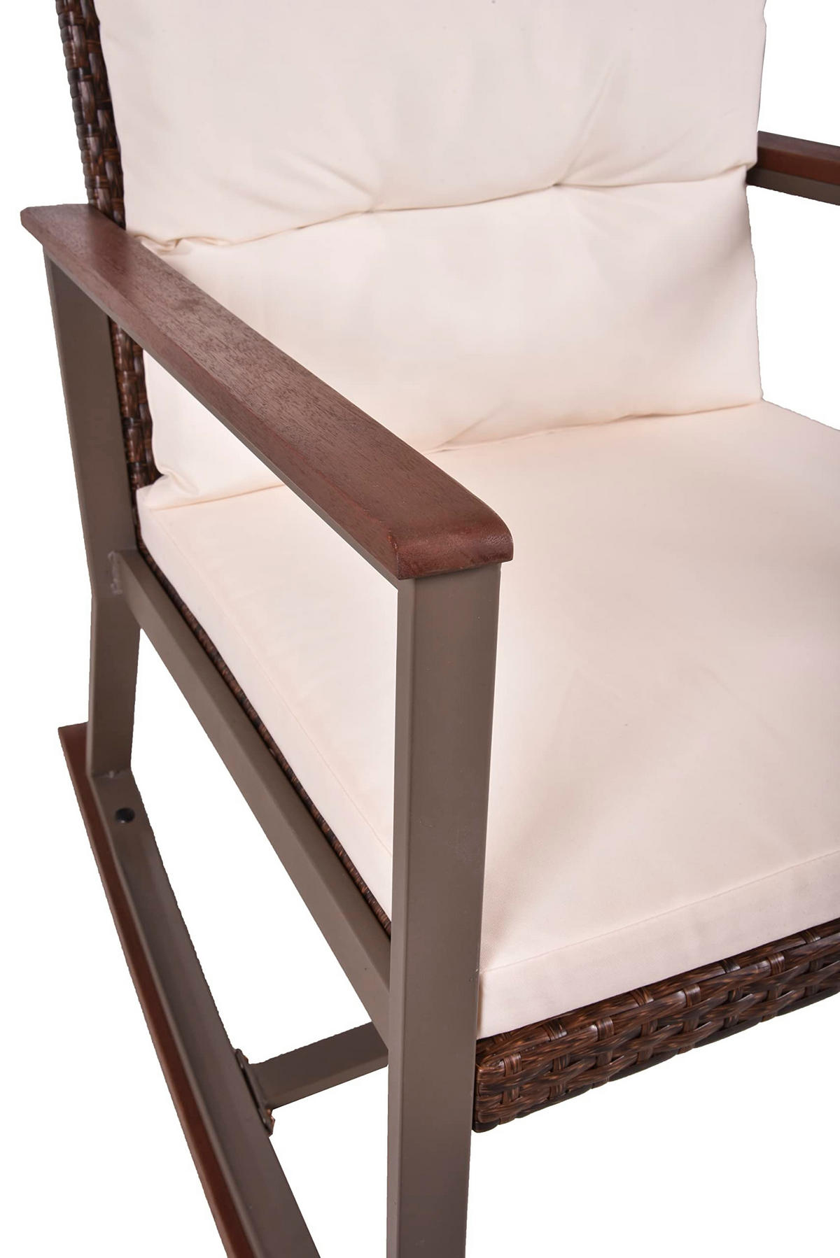 OUTDOOR-SCHAUKELSTUHL Mainz mit Beistelltisch Dunkelbraun Gartenstuhl - Dunkelbraun, Holz (45/45/45cm) - DELUKE