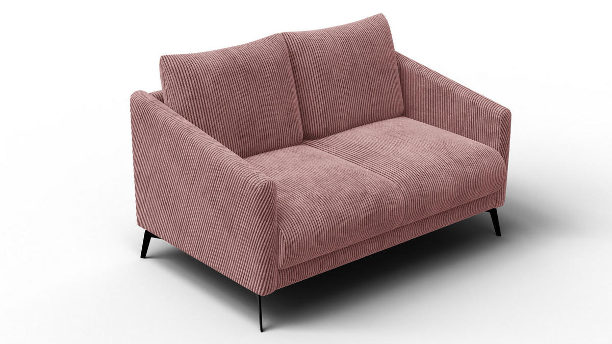 SOFA VILT 2-Sitzer, altrosa - Schwarz/Altrosa, Holzwerkstoff/Textil (142/89/94cm) - Courtois Laville