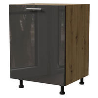 KÜCHENUNTERSCHRANK Essen D1D/60 Graphit Hochglanz / Eiche Artisan Matt 60 / 50 / 82cm - Graphitfarben/Eiche Artisan, Holz/Holzwerkstoff (60/82/50cm) - Feldmann-Wohnen