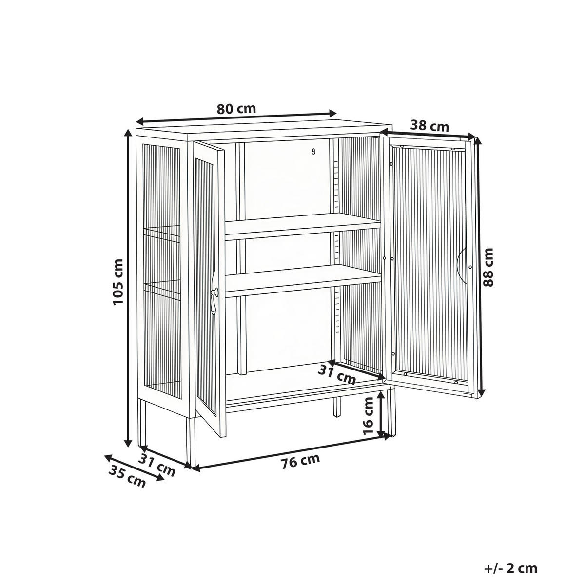 BÜROSCHRANK Metall Schwarz Gleora - Schwarz, Metall (80/105/35cm) - Beliani