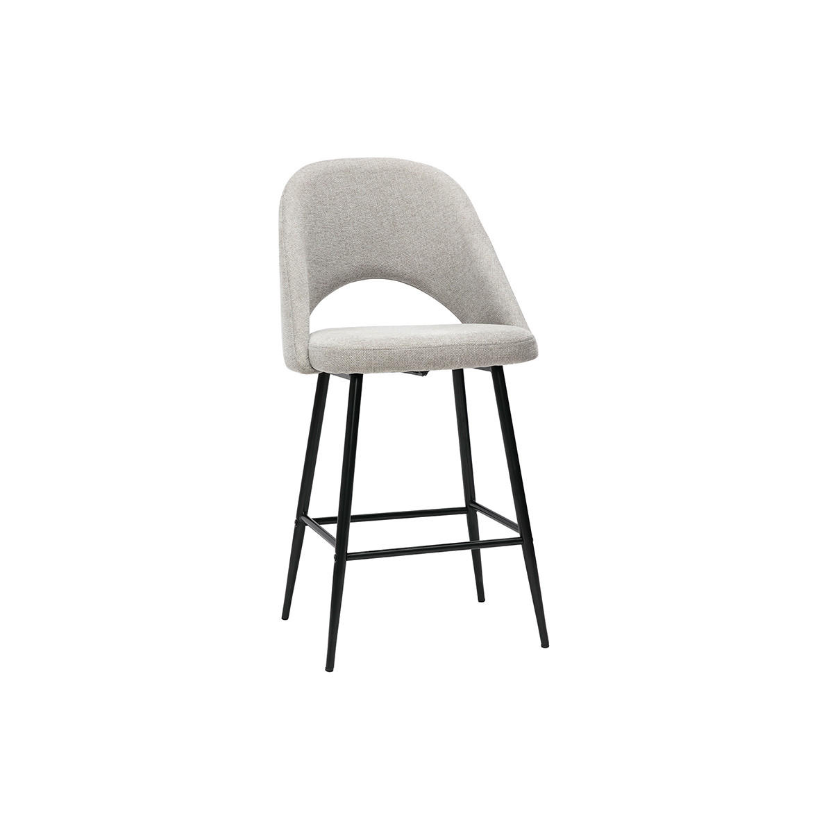 BARHOCKER Stoff Grau Samteffekt H65 cm 2er-Set COSETTE - Grau, Textil (54/99/51.5cm) - Miliboo
