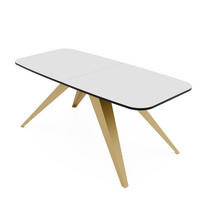 AUSZIEHTISCH FENTO 180/90/76 cm, Gold / Weiß - Weiß, Holzwerkstoff/Metall (90/180/76cm) - Idohome