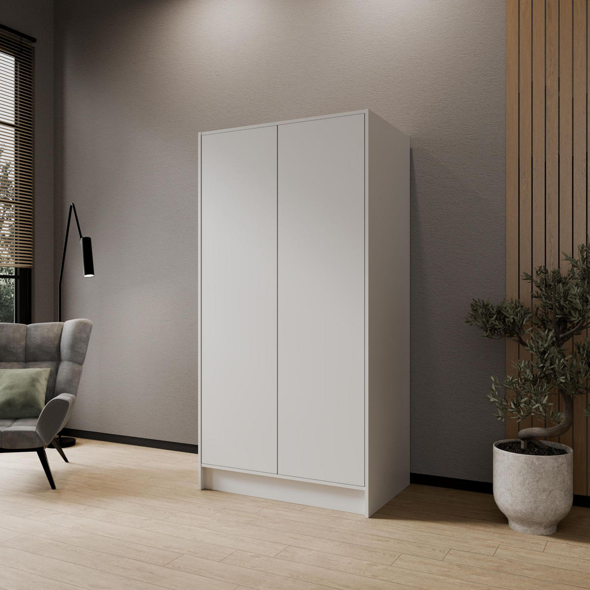 SCHRANK Weiß 100 ALA Ohne Spiegel Ohne Griffe - Weiß, Holzwerkstoff (102/200/51cm) - Sepro Meble