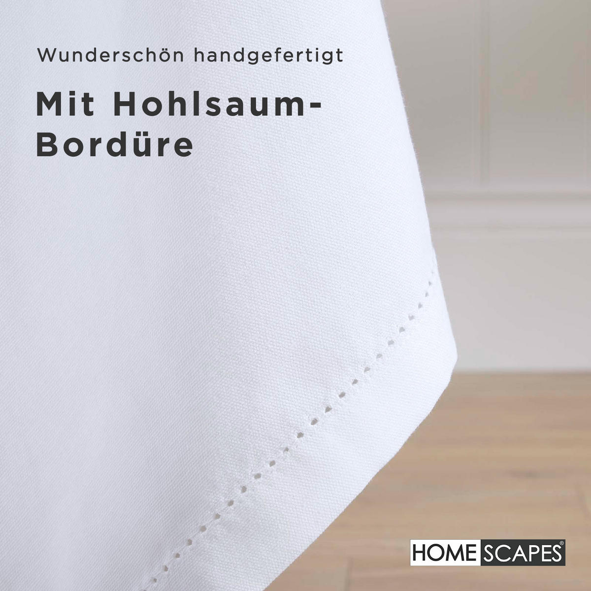 TISCHDECKE weiß rund 178 cm, 100% Baumwolle - Weiß, Textil (178/178cm) - Homescapes