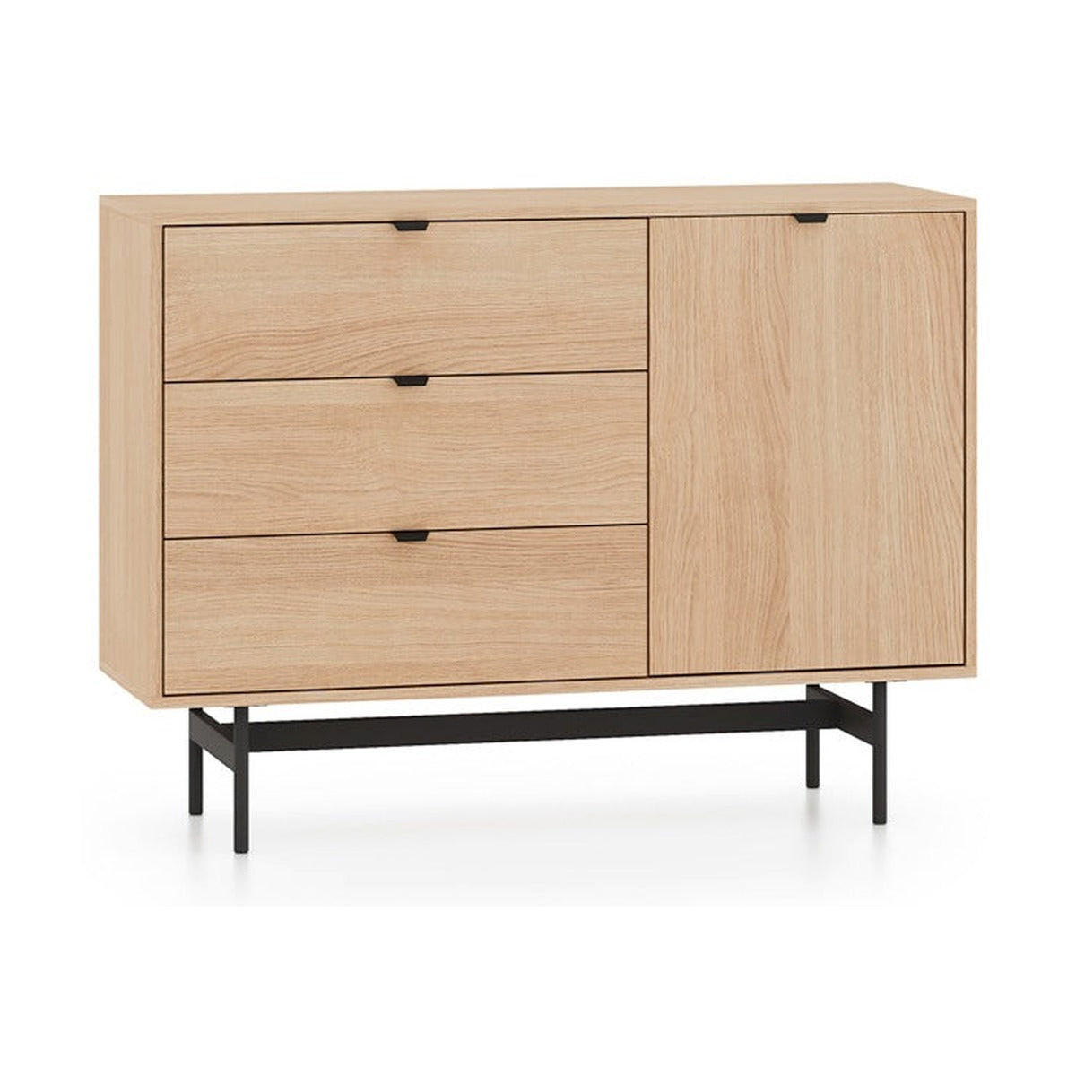 KOMMODE – 115 cm – Reynos – Schwarz / Eichefarben - Eichefarben/Schwarz, Holzwerkstoff (115/85/40cm) - hi-markt