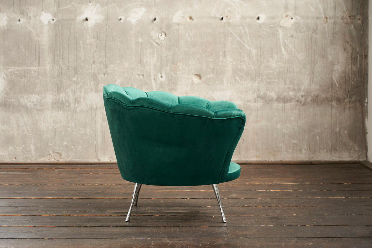 SESSEL NARLA Grün Velvet - Silberfarben/Grün, Textil (97/78/70cm) - KAWOLA