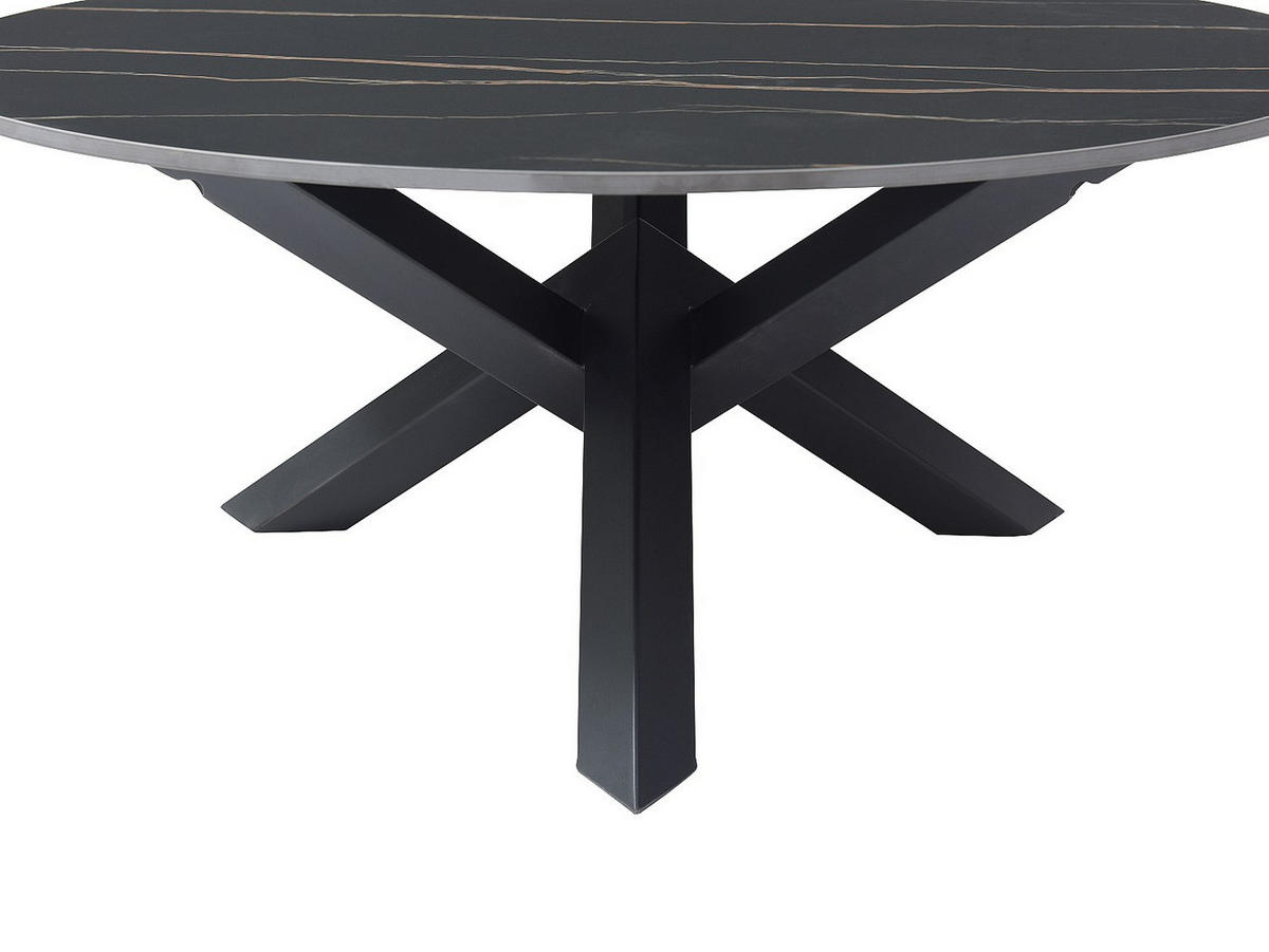 COUCHTISCH - Keramik & Metall - Marmor-Optik Schwarz - LEONORA - Schwarz, Keramik (90/90/38cm) - Vente-Unique