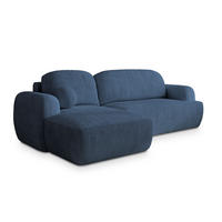 ECKSOFA MODENZA P L-S Blau Kordstoff mit Schlaffunktion - Blau, Holz (266/148cm) - MASSENO