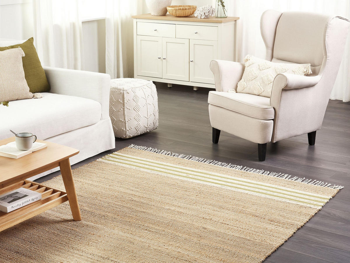 TEPPICH geflochten Mirza 230/160 cm - Beige, Naturmaterialen (160/230cm) - Beliani